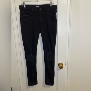 EXPRESS Black Ripped Skinny Jeans